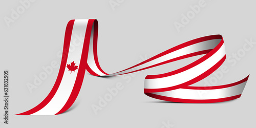 3D illustration. Flag of Canada on a fabric ribbon background.