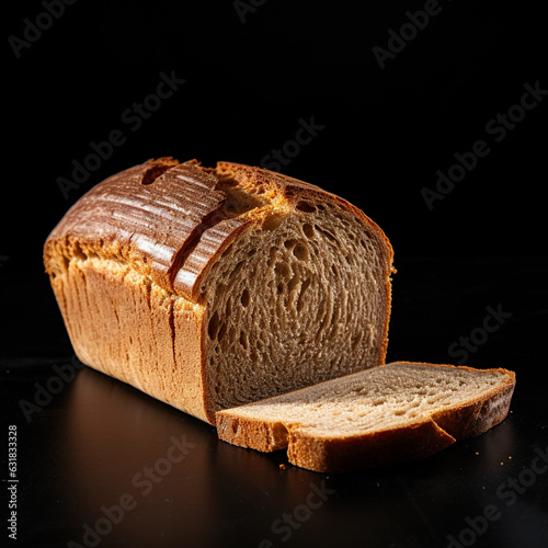 Whole wheat bread on a black background.