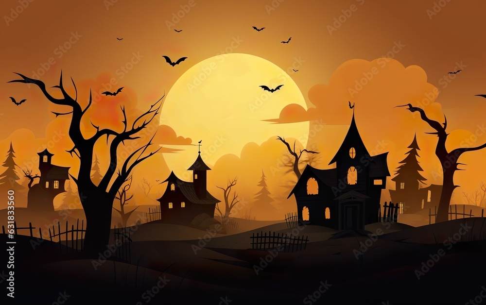 Spooky night background for Halloween banner. AI, Generative AI