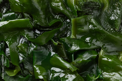 Soaked wakame close up full frame as background photo