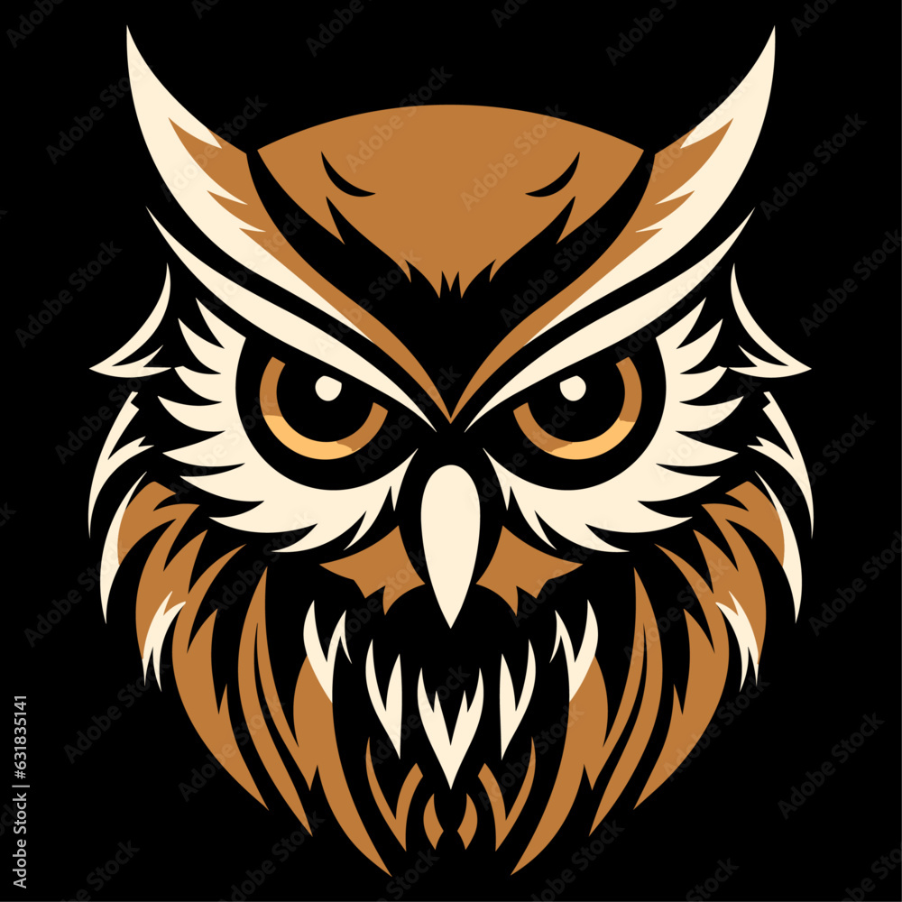 Owl face vector for logo or icon, clip art, drawing Elegant minimalist style, abstract style Illustration