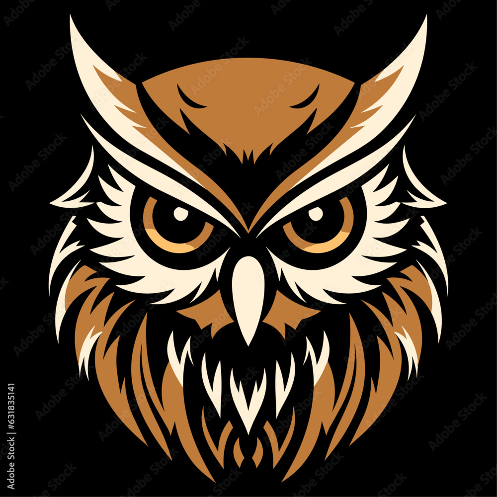 Fototapeta premium Owl face vector for logo or icon, clip art, drawing Elegant minimalist style, abstract style Illustration