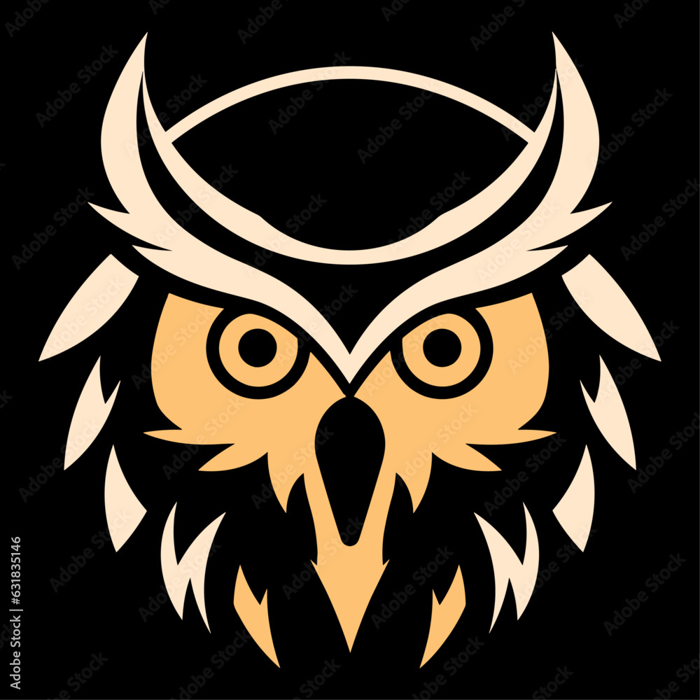 Fototapeta premium Owl face vector for logo or icon, clip art, drawing Elegant minimalist style, abstract style Illustration