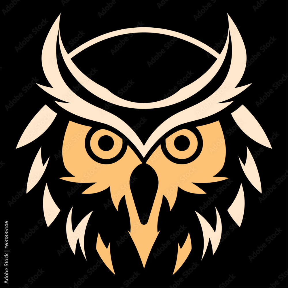 Owl face vector for logo or icon, clip art, drawing Elegant minimalist style, abstract style Illustration