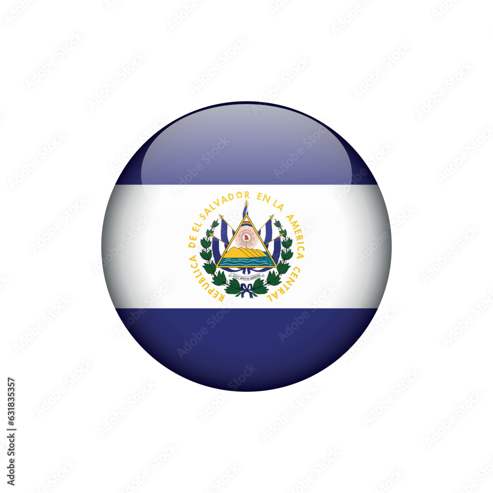 El Salvador Flag Circle Button Vector Template