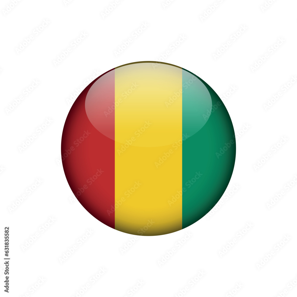Guinea Flag Circle Button Vector Template