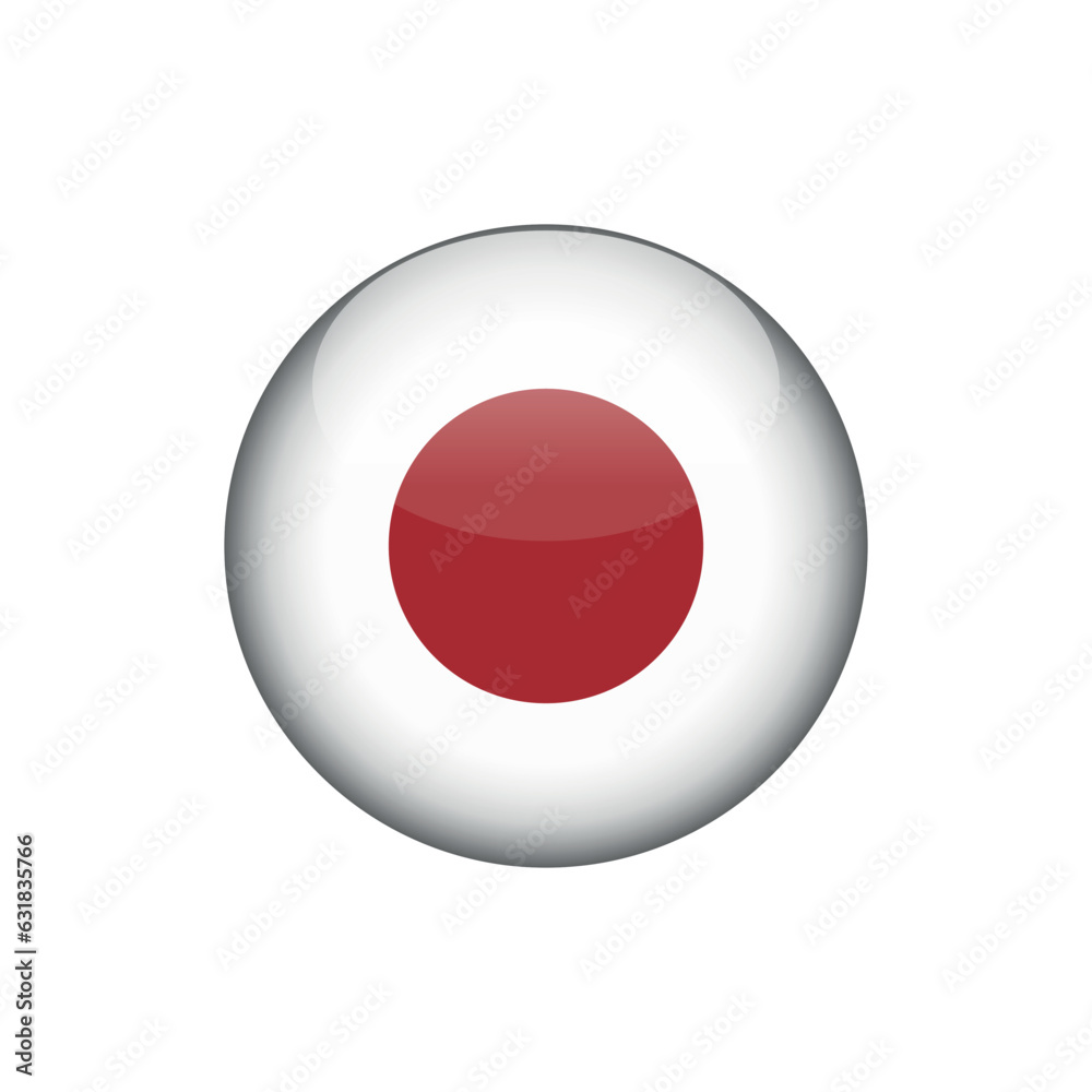 Japan Flag Circle Button Vector Template