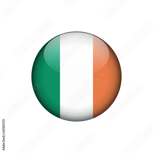 Ireland Flag Circle Button Vector Template