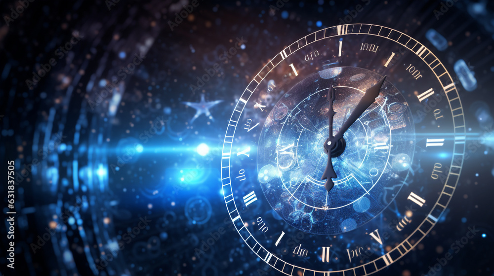 Time concept with clock face on dark background ai generated