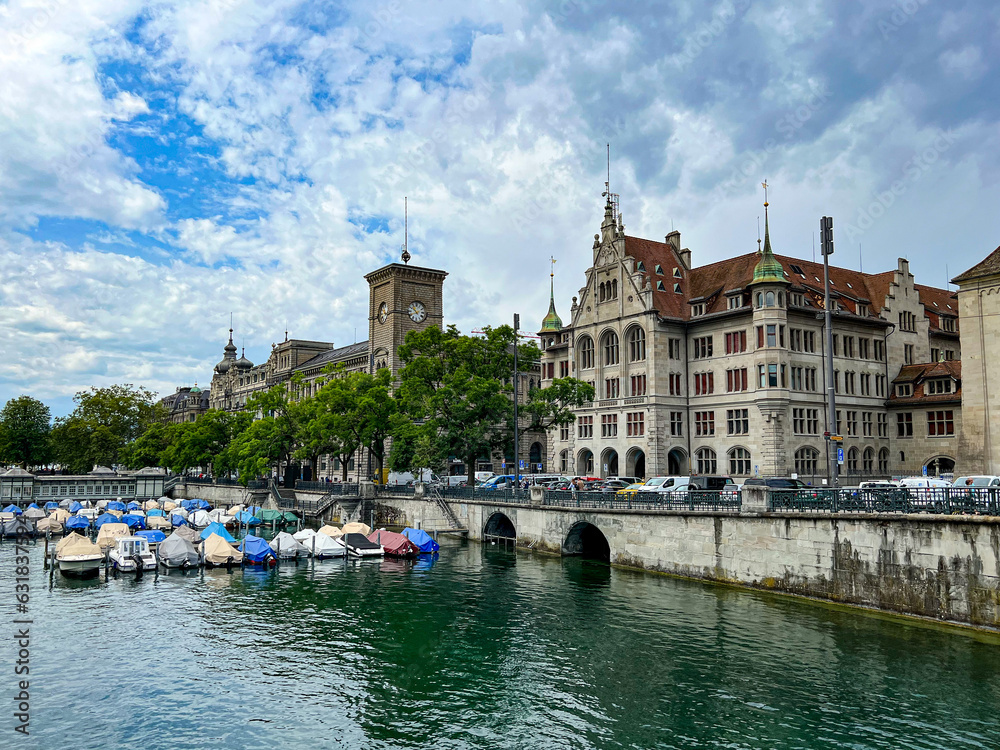 Panoramic view of historical city center of Zurich