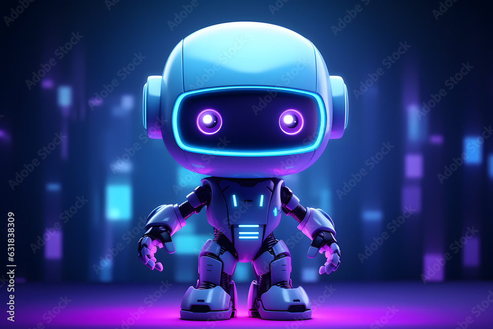Cute little cartoon robot 3d illustration Cute little cartoon robot 3d illustration