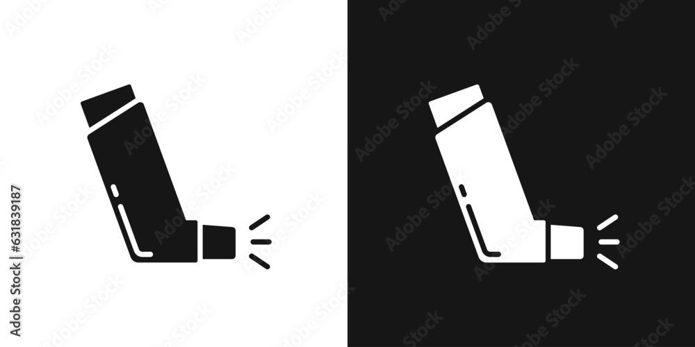 Asthma inhaler vector icon. Lung inhaler, puffer - obrazy, fototapety, plakaty 