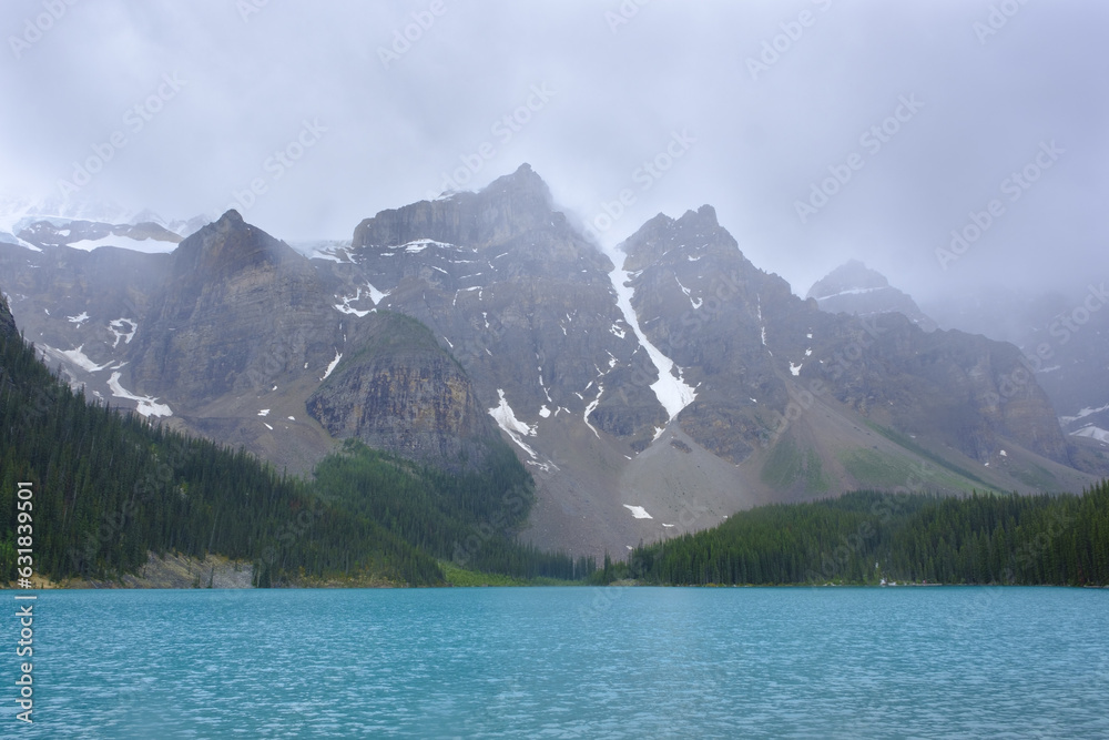 Clouds and rain over Moraine Lake, Canada