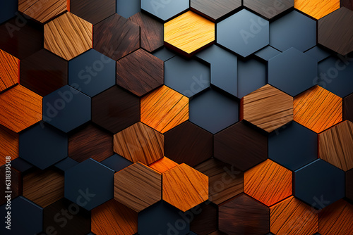 Hexagonal abstract background. Abstract black and gold hexagonal luxury