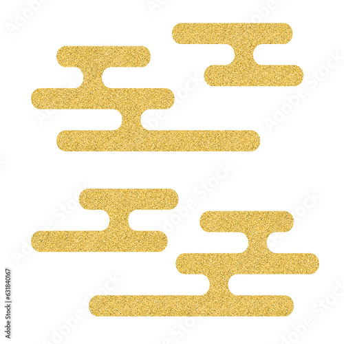 金色のラメのキラキラエ霞/えがすみ文様 - 和風のかわいい雲･かすみの模様のあしらいセット
