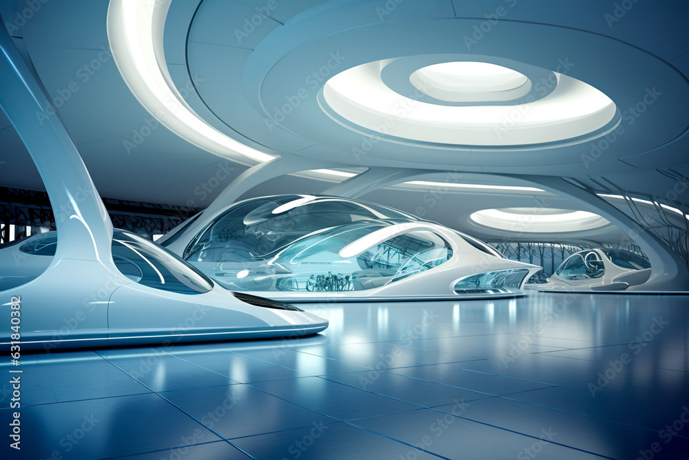 Modern sci-fi futuristic interior office design Modern sci-fi futuristic interior office design