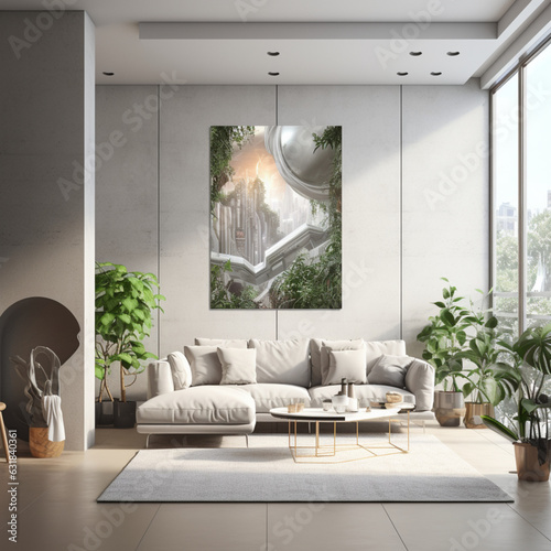 modern living room.Generative AI