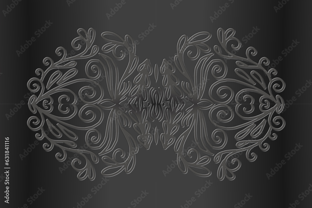 Luxurious 3D emboss nature batik ethnic dayak gradient flower and leaf art design for wedding presentation template Luxurious 3D emboss nature batik ethnic dayak gradient flower and leaf art design for wedding presentation template