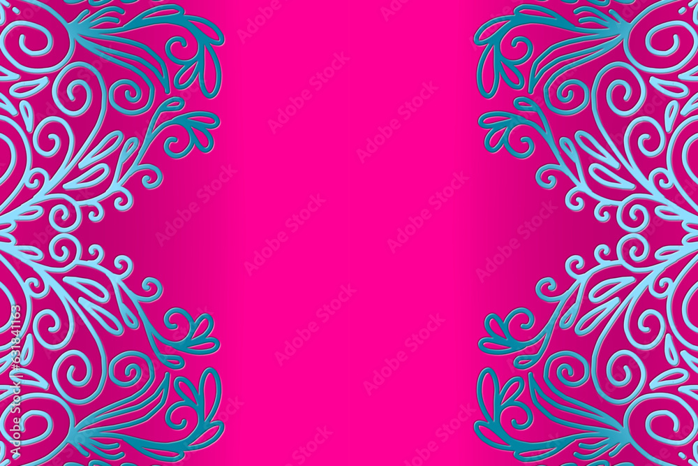 Luxurious 3D emboss nature batik ethnic dayak gradient flower and leaf art design for wedding presentation template 