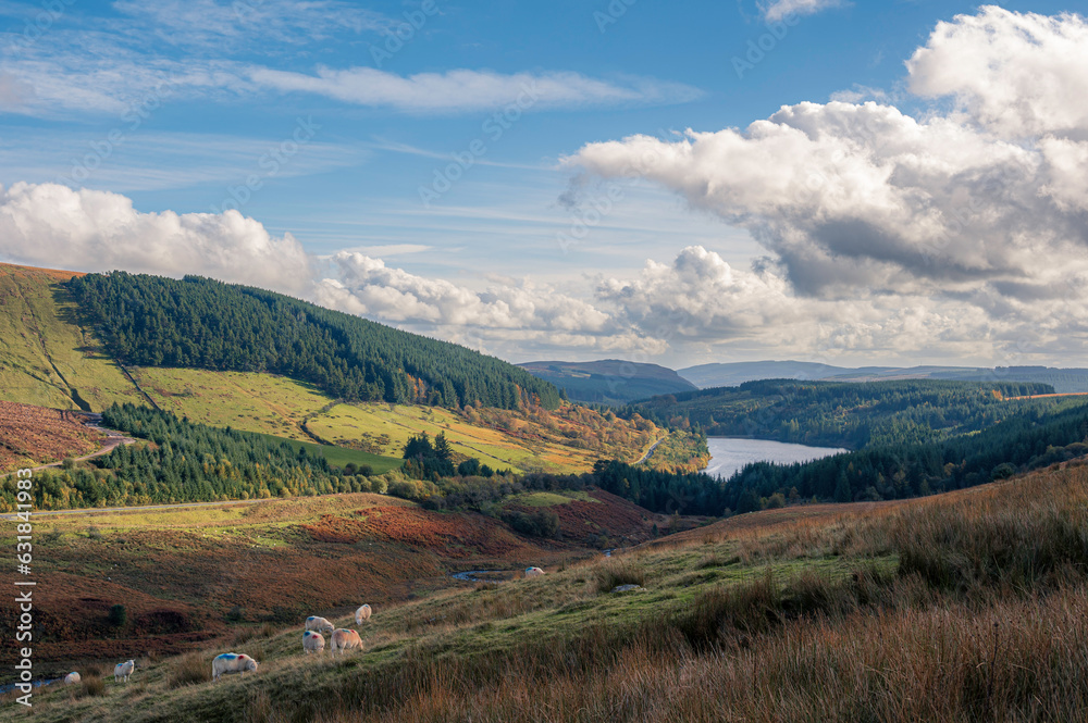 A view of the Cantref Reservoir, in the Brecon Beacons, on a summers day