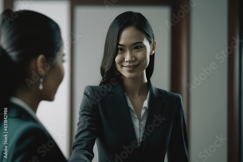 Thai Businesswomen Shaking Hands with Client
