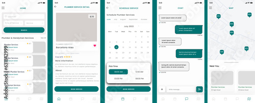 Plumber, Electrician, Repair, Carpenter, Plumbing Services and Handyman Service App UI Kit Template