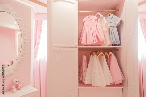 Wallpaper Mural luxury fashionable doll like interior. Dressing room in pink colors. Wardrobe-room. Torontodigital.ca