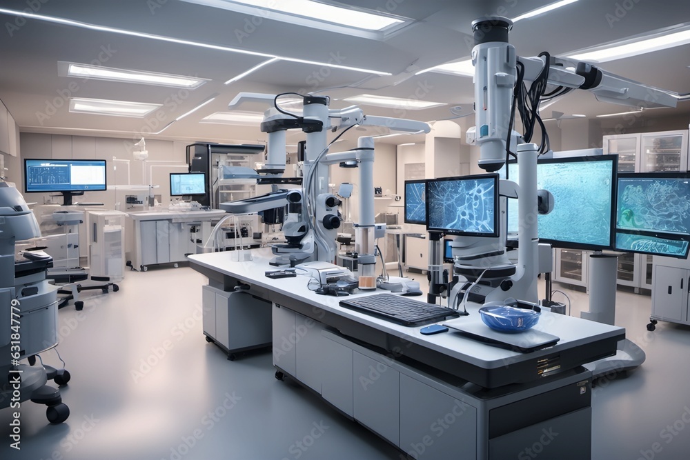 Cutting-edge labs with futuristic technology. Scientists using gene-editing machines, high-res microscopes, quantum computing. Cutting-edge labs with futuristic technology. Scientists using gene-editing machines, high-res microscopes, quantum computing.