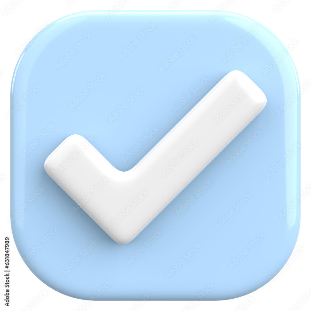 3D checkbox. Check mark. 3D illustration. 3D checkbox. Check mark. 3D illustration.