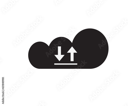 Flat download icon - cloud and arrows. Icon. Vector.