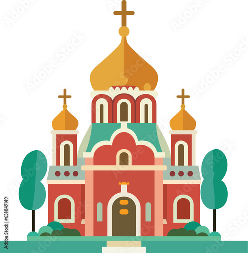 Russian orthodox church flat style vector image Moscow patriarchate autocephalou Fototapet