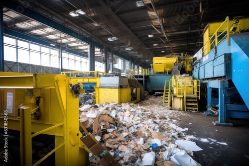inside of waste-to-energy recycling plant factory, sorting and waste management sustainable world.