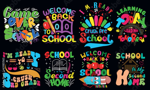 Vector school and education line black icon collection