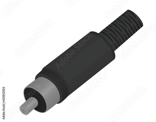 Black rca plug cable. vector illustration