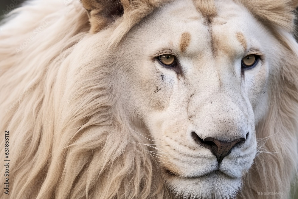 Portrait of white lion.