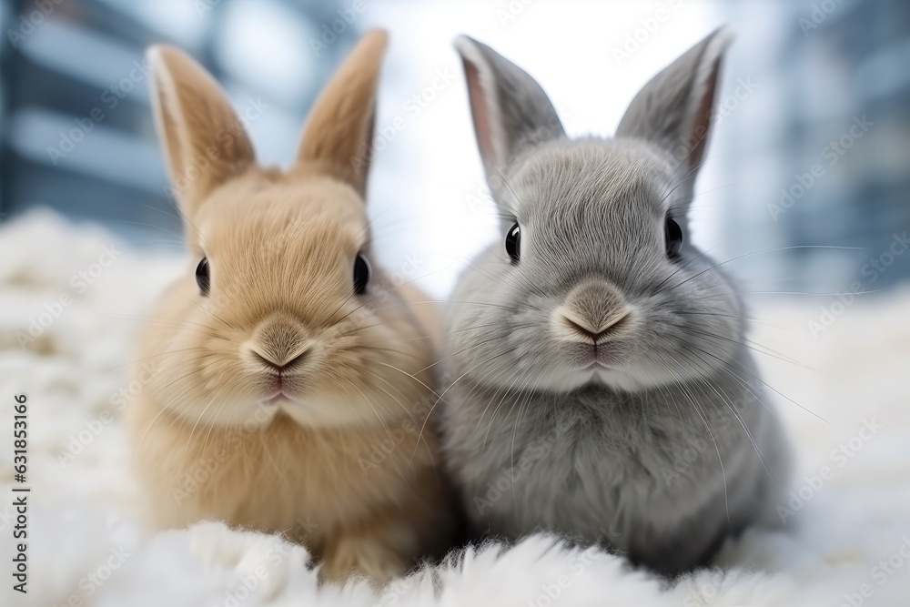 Two Baby Wild Rabbits, Cute. Two Baby Wild Rabbits, Cute.