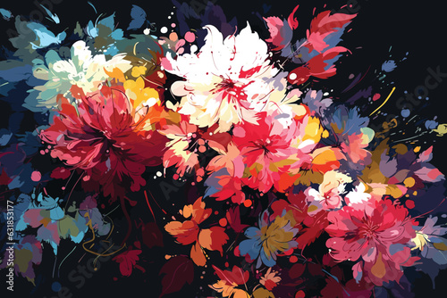 watercolor hand-painted flower vector art painting illustration. dahlia, daisy, decoration, decorative, design, drawing, flora, floral, flower, fresh, garden, green, hand drawn, illustration