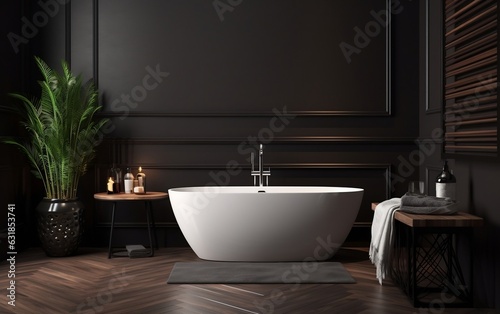 Modern minimalist bathroom. AI