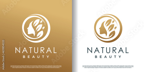 beauty women logo with creative unique concept premium vector