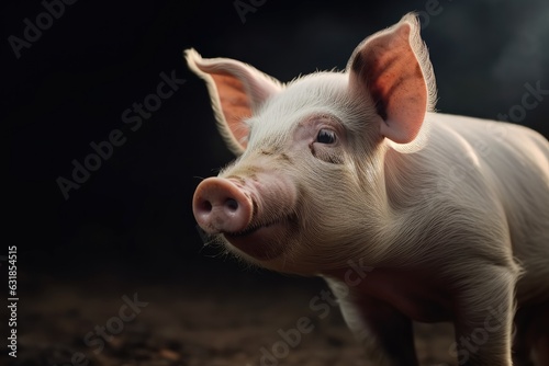 Pig with black background. © visoot