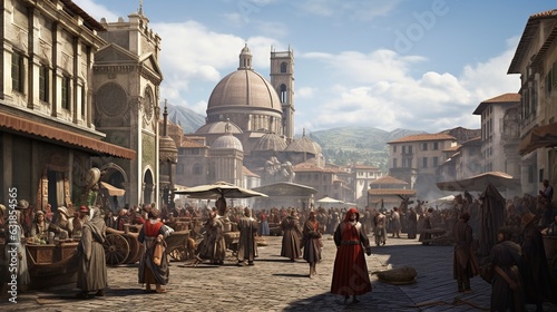 Florence Renaissance Marketplace with Iconic Duomo.