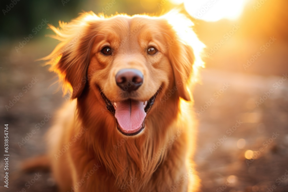 Fototapeta premium cute happy lying on the meadow outside, AI Generated