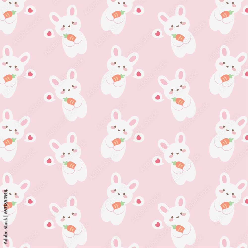 Cute rabbit and Carrot seamless pattern on pink background Cute rabbit and Carrot seamless pattern on pink background