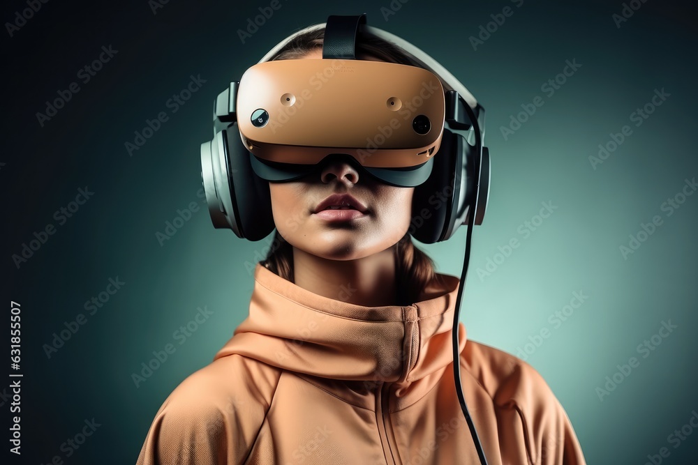 Testing new technologies, Attractive young woman in VR headset. Testing new technologies, Attractive young woman in VR headset.