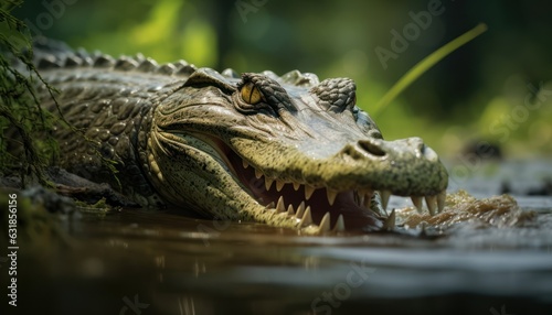 Photo of a alligator swimming in the waters