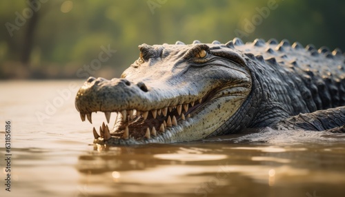 Photo of a alligator making direct eye contact © Anna