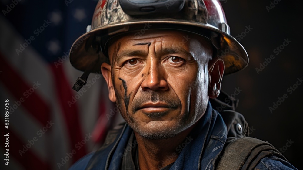 Labor day, worker with American flag background, Generative AI Labor day, worker with American flag background, Generative AI