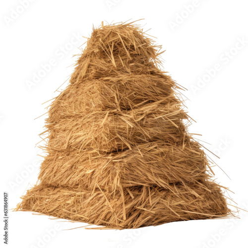 Fototapeta Dry haystack in collage isolated on transparent backround.