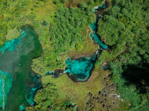 Zelenci natural reserve in Slovenia - droneshot from above photo