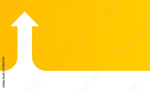 Business presentation arrow soaring in the sky on yellow background. Vector illustration.